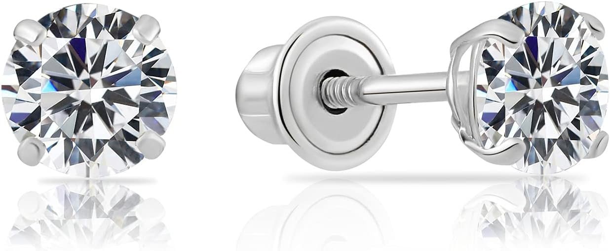 14K White Gold CZ Studs