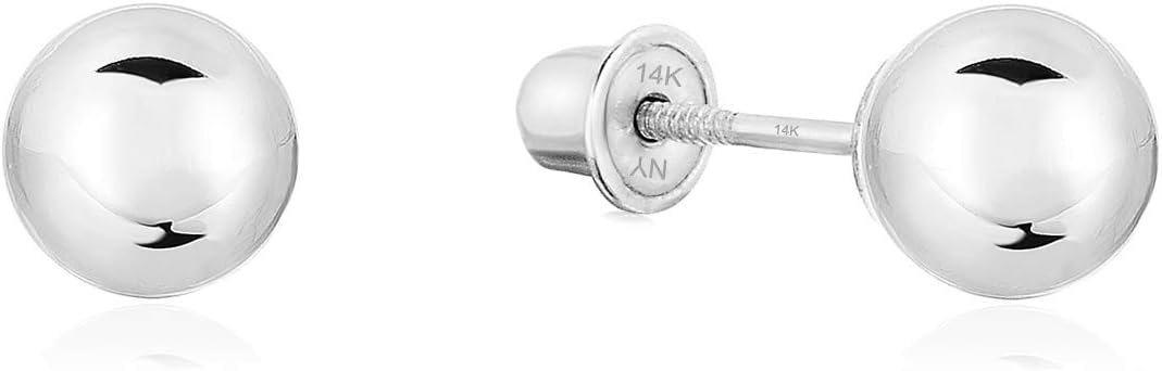 14K White Gold Ball Studs