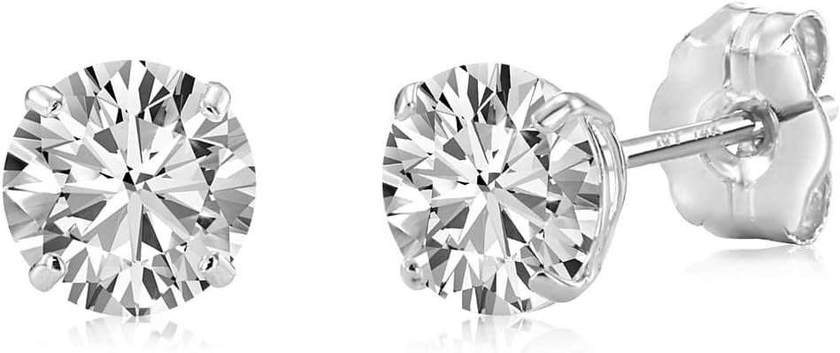 14K White Gold CZ Studs