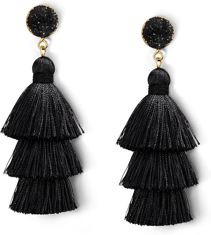 Me&Hz Layered Tassel Statement Earrings