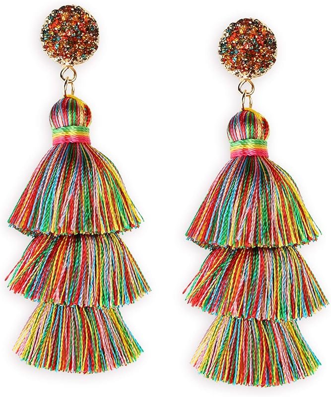 Me&Hz Layered Tassel Statement Earrings