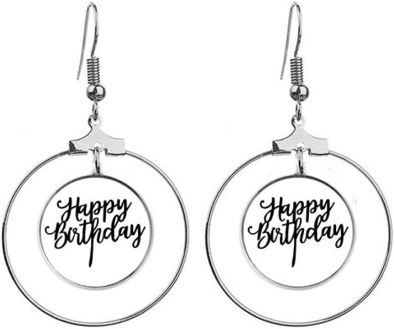 Happy Birthday Dangle Hoop Earrings Stylish Circle Drop Jewelry Gift f