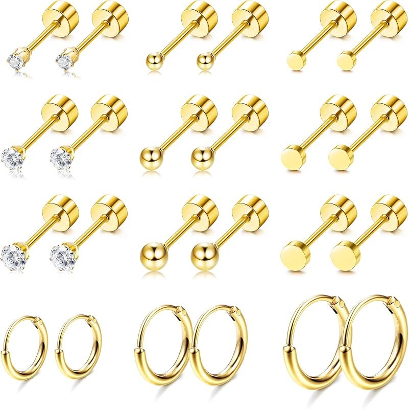 FASACCO Flat Back Stud Earrings