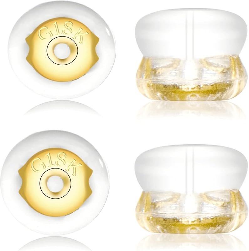 18K Gold Flat Earring Backs, Secure Hypoallergenic Replacement for Dro