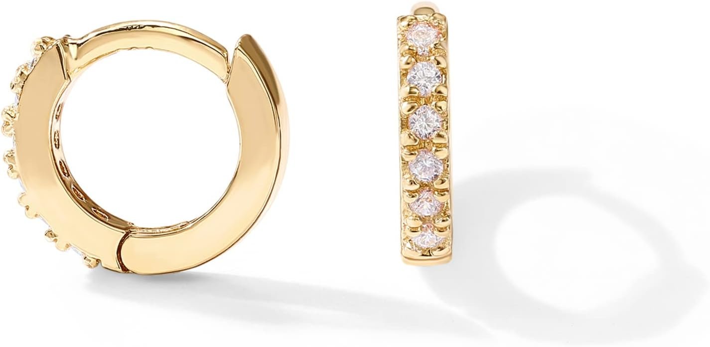 PAVOI 14K Gold CZ Huggie Earrings
