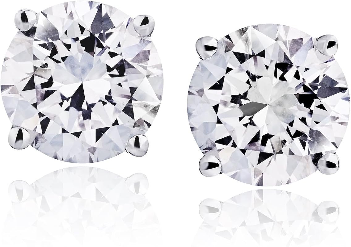 Certified 1 to 6 Carat Lab Grown Round Solitaire Diamond Stud Earrings
