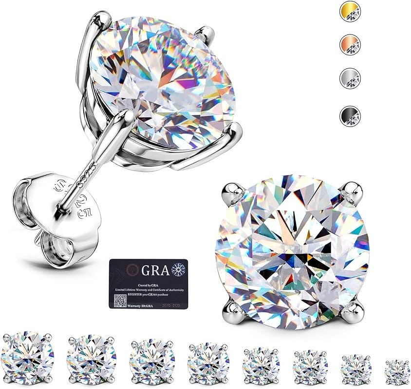 GEMQUEEN Moissanite Sterling Silver Studs