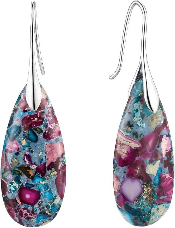 SELOVO Stone Fishhook Dangle Earrings