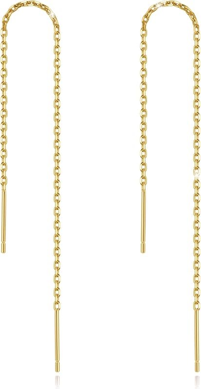 Women’s Dangle Threader Chain Earrings Crafted in 925 Sterling Silver