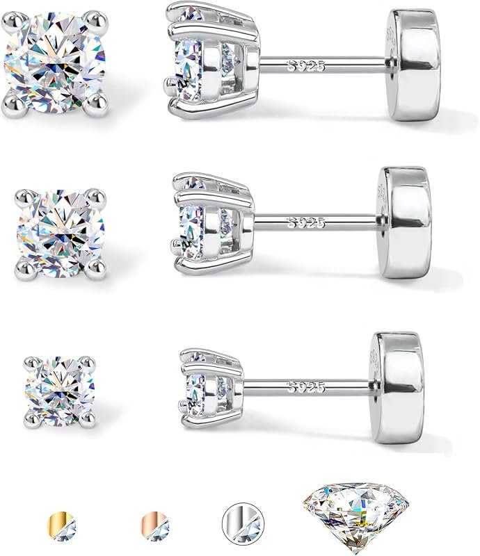 GEMQUEEN Moissanite Flat Back Studs
