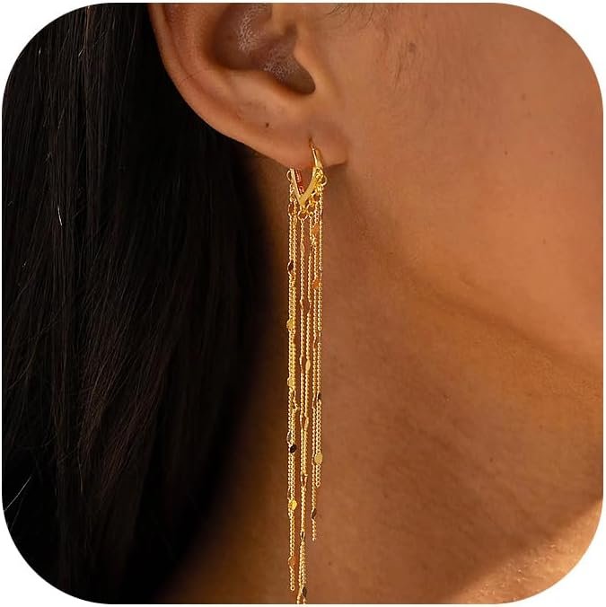 Robaice Gold Tassel Dangle Earrings