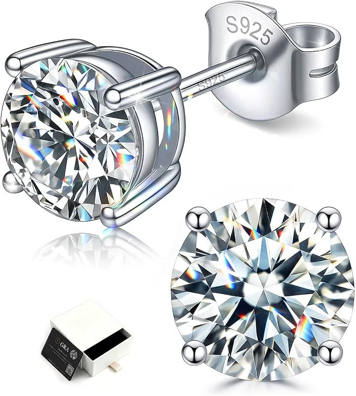 Elegant Moissanite Stud Earrings Available in Solid 925 Sterling Silve