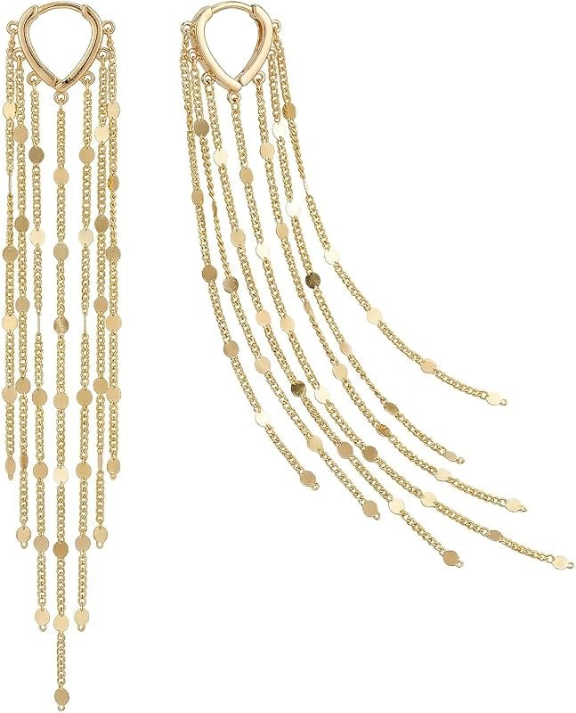 Gold Chandelier Tassel Dangle Earrings