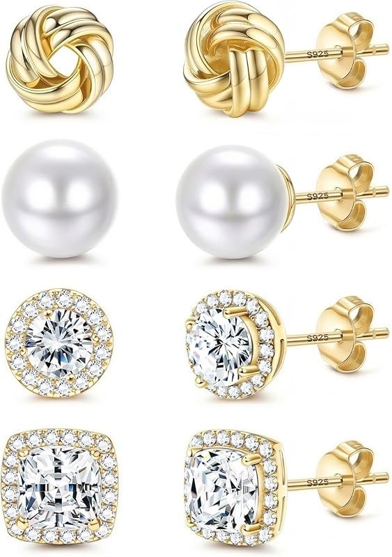 FIBO STEEL 4 Pair Stud Set