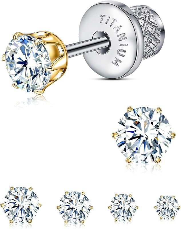 Limerencia Titanium CZ Screw Back Earrings
