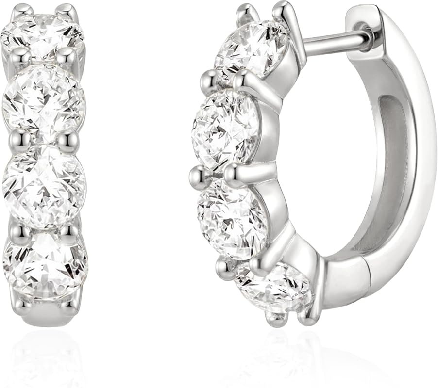 ASHINE Diamond Look Huggie Earrings, 14k Gold Plated Jewelry for Women
