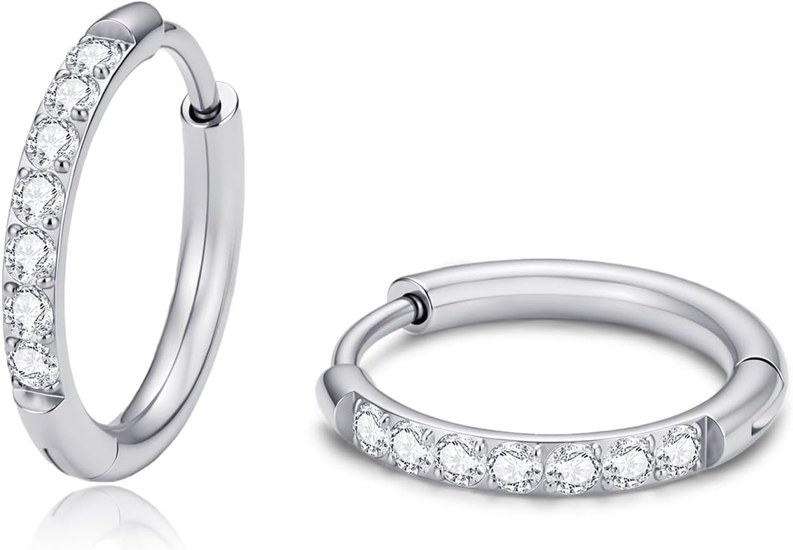 Titanium CZ Small Hoop Earrings