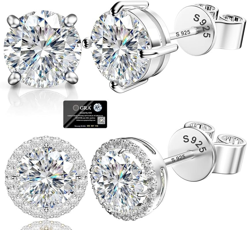 Sterling Silver Moissanite Stud Earrings