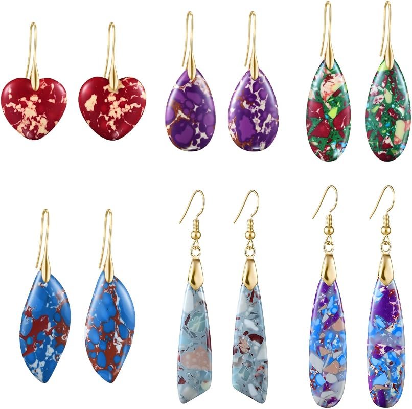 Funtopia 6 Pairs Stone Earrings